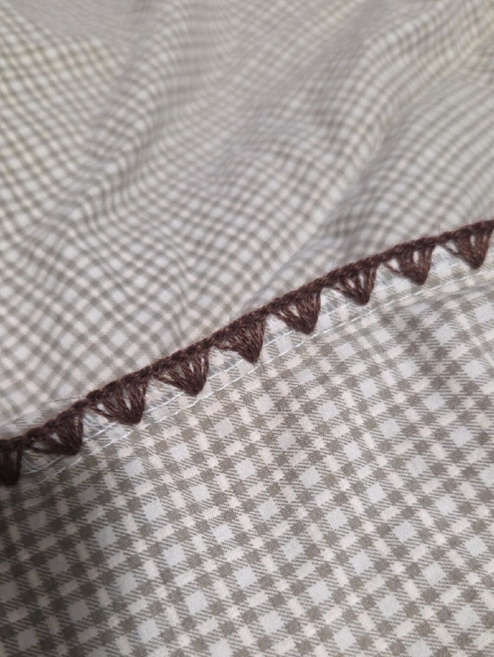 Neutral Checkered Cotton Blanket 74x88 - Picture 2 of 4